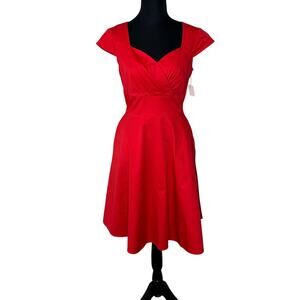 Hanpce'irs Red Retro Cocktail Swing Dress Large Summer With Pockets Size Medium